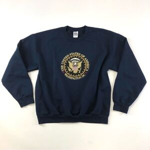United States of America navy fleece lined Vintage embroidered sweatshirt Large